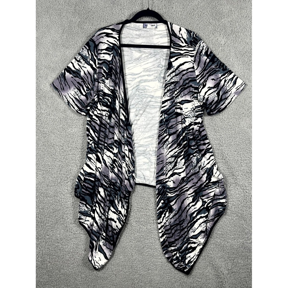 Lady Noiz Kimono Sweater Womens 2XL Multicolor Asymmetrical Hem Animal Print